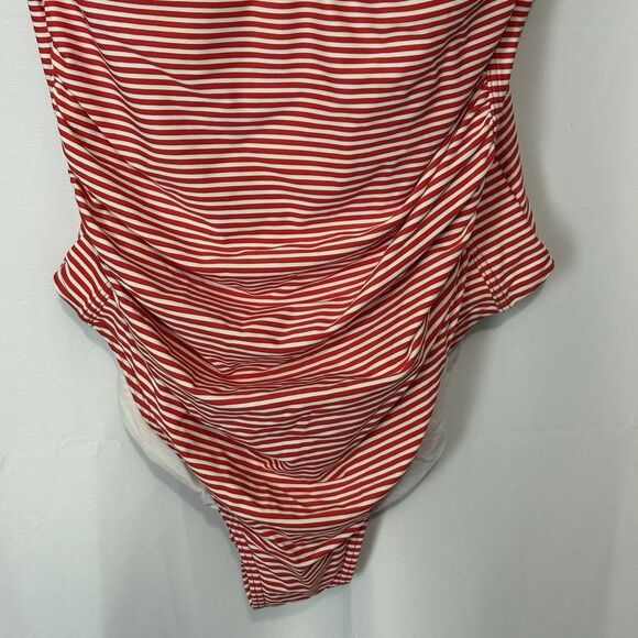 Bond-Eye Australia Ruched One Piece Red White Stripe 8 D/DD Retro Flattering - Picture 3 of 10